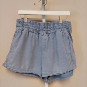 Aerie Lounge Shorts‎ Womens L Light Blue Elastic Waist Pocketed Travel